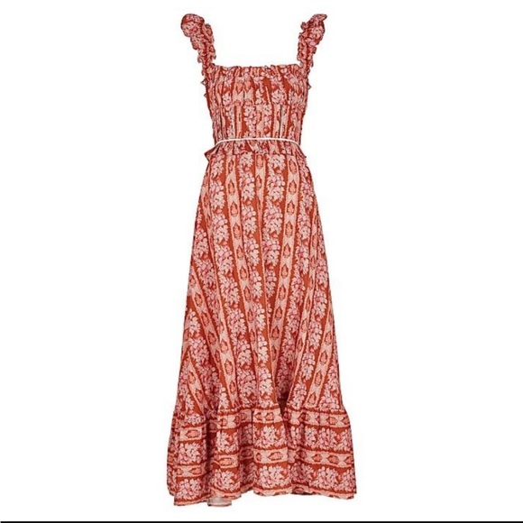 LUG VON SIGA Helena Printed Linen-blend Maxi Dress in Brick Red - Sz 10 / 42 - Picture 2 of 16
